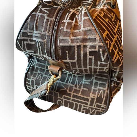 Vintage Diane Von Furstenberg DVF Logo Pattern Overnight Tote Travel Bag - Picture 5 of 11